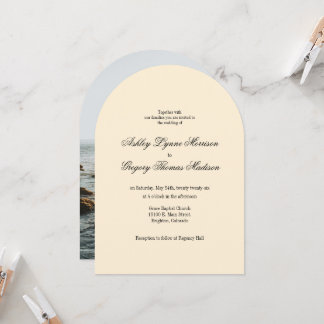Yellow Photo Arch Shaped Wedding Invitation