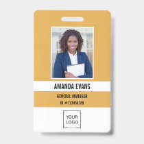 Yellow | Photo Employee Logo or QR CODE Security Badge