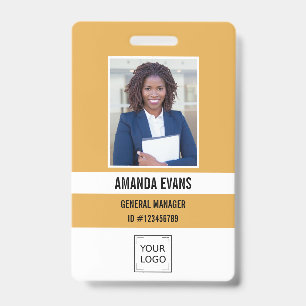 Yellow Photo Employee Logo or QR CODE Security Badge