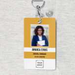 Yellow | Photo Employee Logo or QR CODE Security Badge<br><div class="desc">Upgrade your employee identification system with our custom Employee Badge, and ensure that your team members are easily recognizable while representing your company with pride and professionalism. This badge features a plain design with a yellow background, showcasing a seamless blend of elegance and modernity. The front of the badge is...</div>
