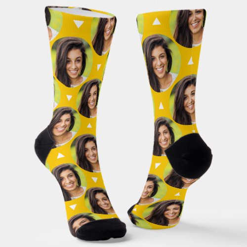 Yellow Photo of Girlfriend for Boyfriend Fun Socks