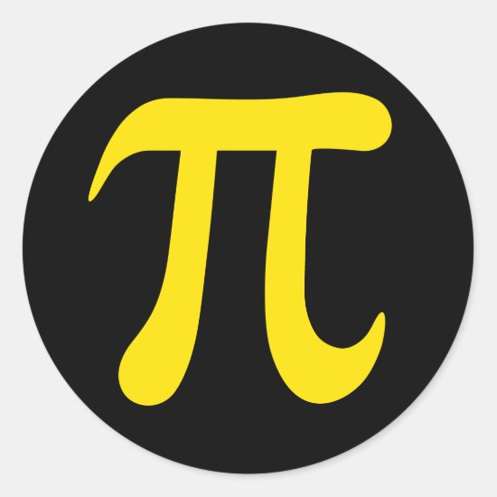Yellow pi mathematical symbol on black stickers