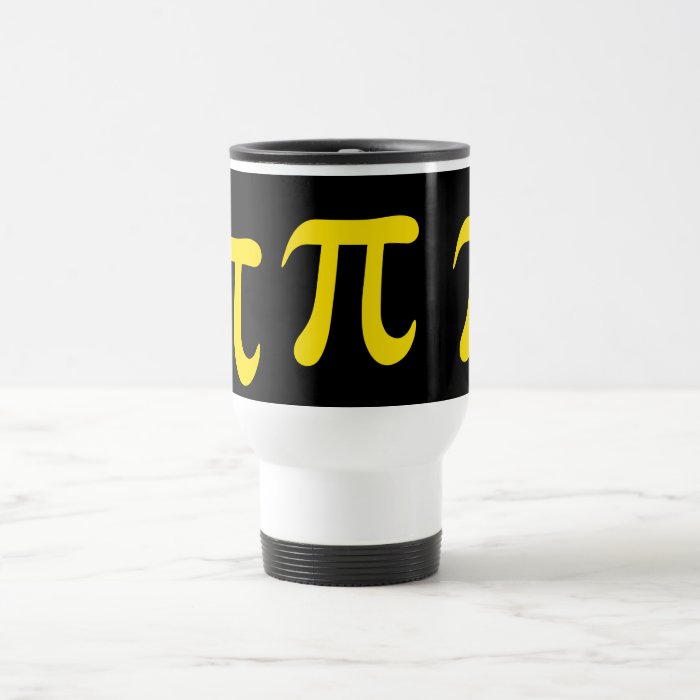 Yellow pi symbol on black background mug