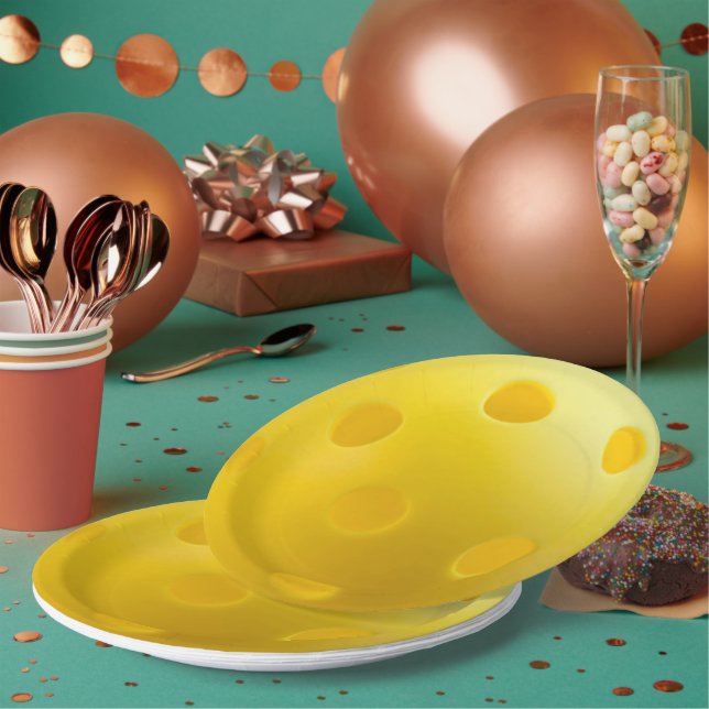 Yellow Pickleball Ball, Serving 0-0-2, Pickleball Paper Plates (Multi)
