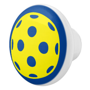 Yellow pickleball ceramic door and drawer knobs