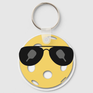 Yellow pickleball keychain