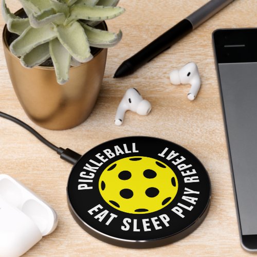 Yellow pickleball novelty custom wireless charger