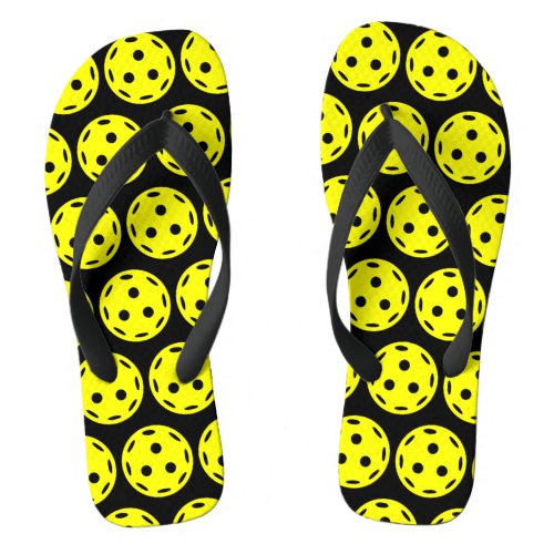 Yellow Pickleball Pattern Flip Flops