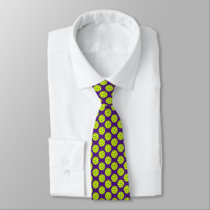 Yellow Pickleball Pattern Neck Tie