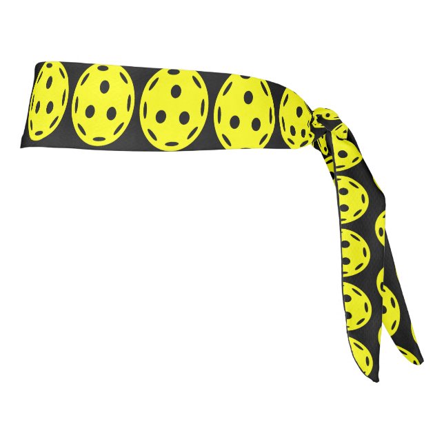 Yellow Pickleball Pattern Tie Headband (Rotate 90)