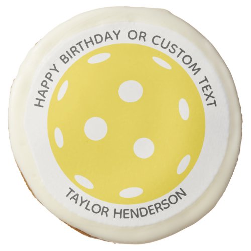 Yellow Pickleball Personalized Custom Text Sugar Cookie