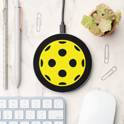 Yellow pickleball sports logo custom wireless charger 