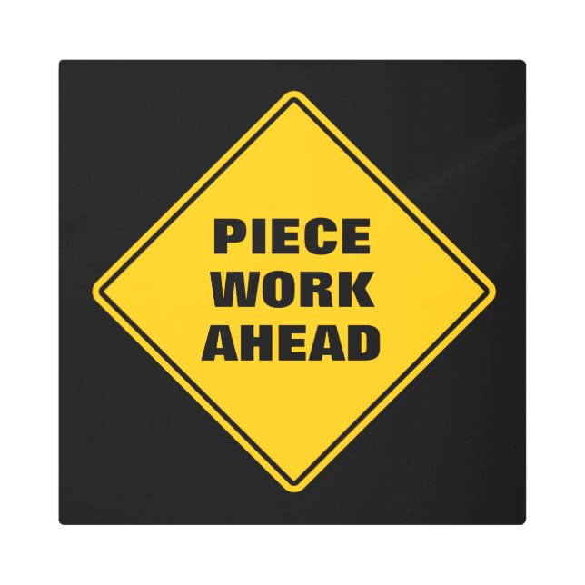 Yellow piece work ahead classic road sign (Front)