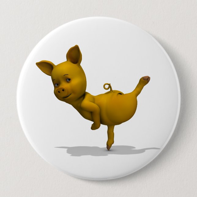 Yellow Pig Arabesque Button (Front)