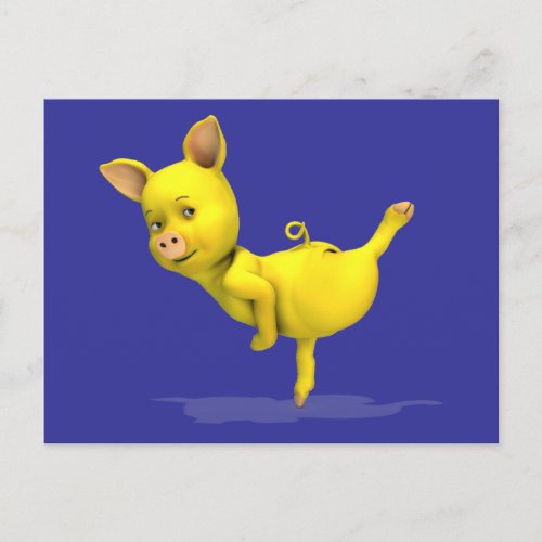 Yellow Pig Arabesque Postcard