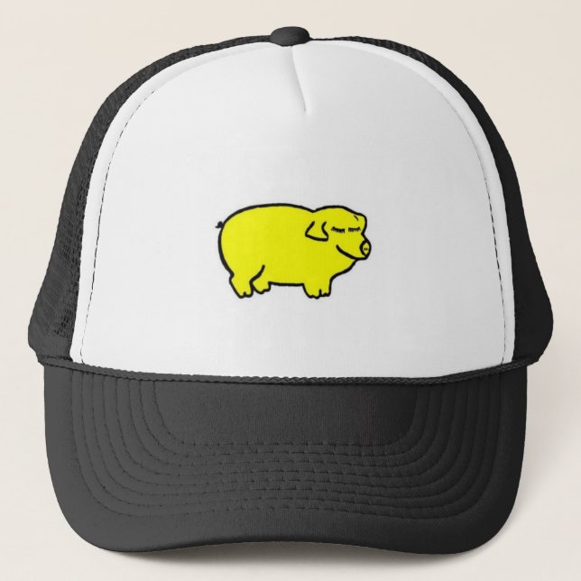 Yellow Pig Day design Trucker Hat (Front)