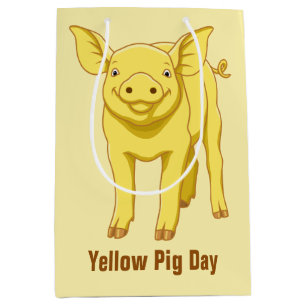 Yellow Pig Day July 17 Cute Piglet Medium Gift Bag
