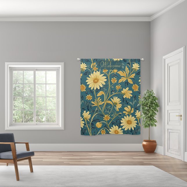 Yellow Pimpernel Garden Welcome William Morris Art Blackout Curtains (Wide)