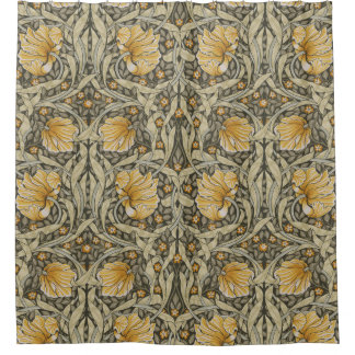 Yellow pimpernel,william Morris,art nouveau Shower Curtain