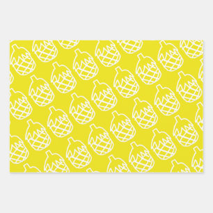 Yellow pineapple cute design wrapping paper sheets