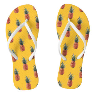 Yellow pineapple flip flops