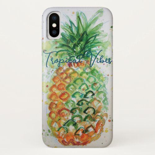 Yellow Pineapple Fruit Beachy Tropical Vibes iPhone X Case