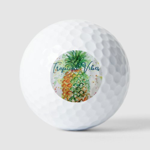 Yellow Pineapple Fruit Beachy Tropical Vibes Golf Balls