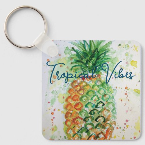 Yellow Pineapple Fruit Beachy Tropical Vibes Keychain