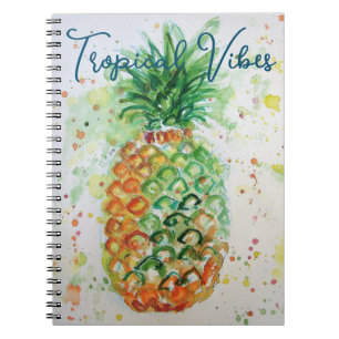 Yellow Pineapple Fruit Beachy Tropical Vibes Notebook