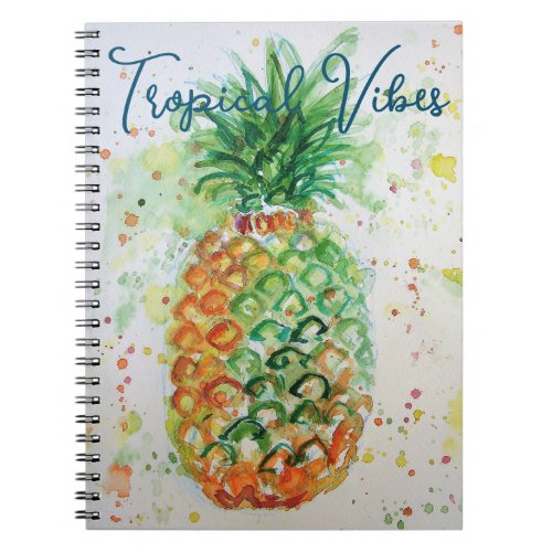 Yellow Pineapple Fruit Beachy Tropical Vibes Notebook