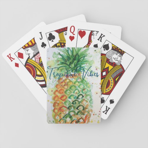 Yellow Pineapple Fruit Beachy Tropical Vibes Poker Cards