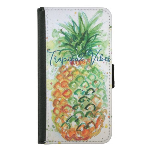 Yellow Pineapple Fruit Beachy Tropical Vibes Samsung Galaxy S5 Wallet Case