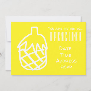 Yellow pineapple fruit Summer picnic lunch party Invitation
