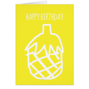 Yellow pineapple modern simple outline design cards