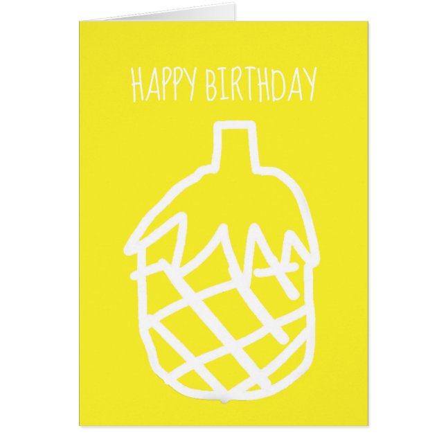 Yellow pineapple modern simple outline design cards (Front)