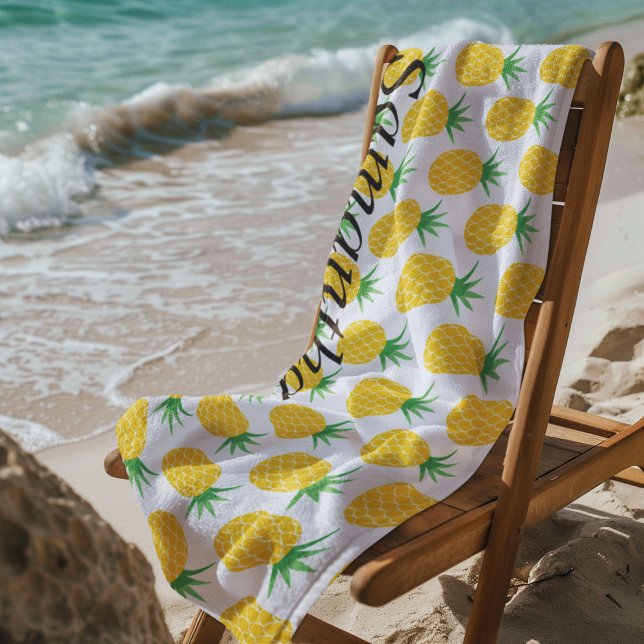 Yellow Pineapple Monogram Beach Towel (Creator Uploaded)