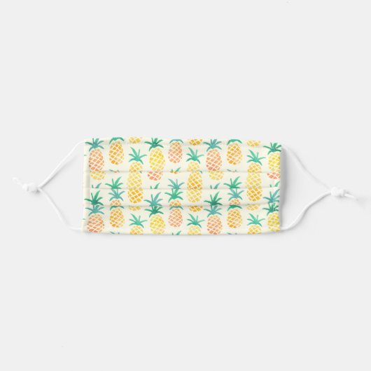 Yellow Pineapple Pattern Adult Cloth Face Mask (Front, Folded)