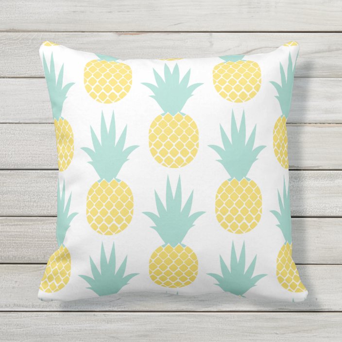 Yellow Pineapple Patterned Outdoor Pillow
