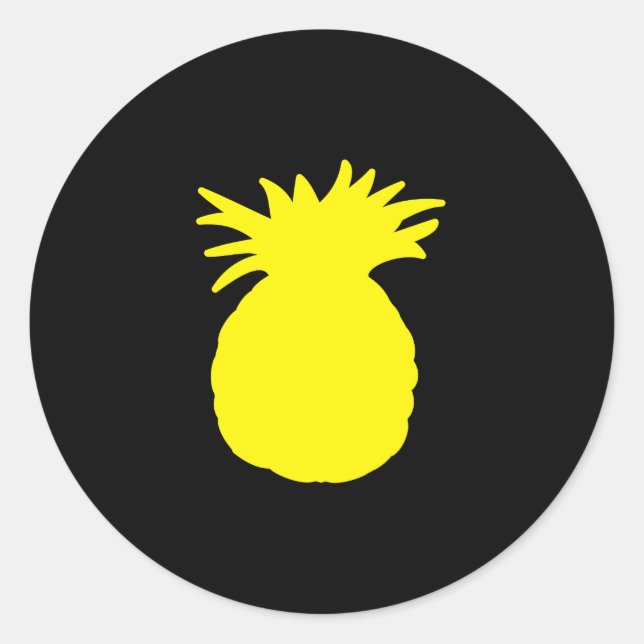 Yellow Pineapple Silhouette Classic Round Sticker (Front)