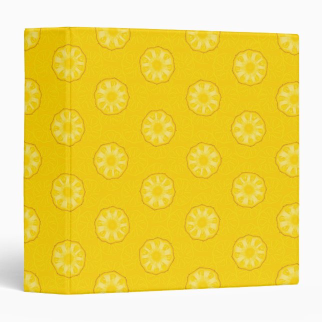 Yellow Pineapple Slices Pattern 3 Ring Binder (Front/Spine)