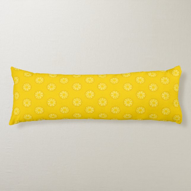 Yellow Pineapple Slices Pattern Body Pillow (Front)