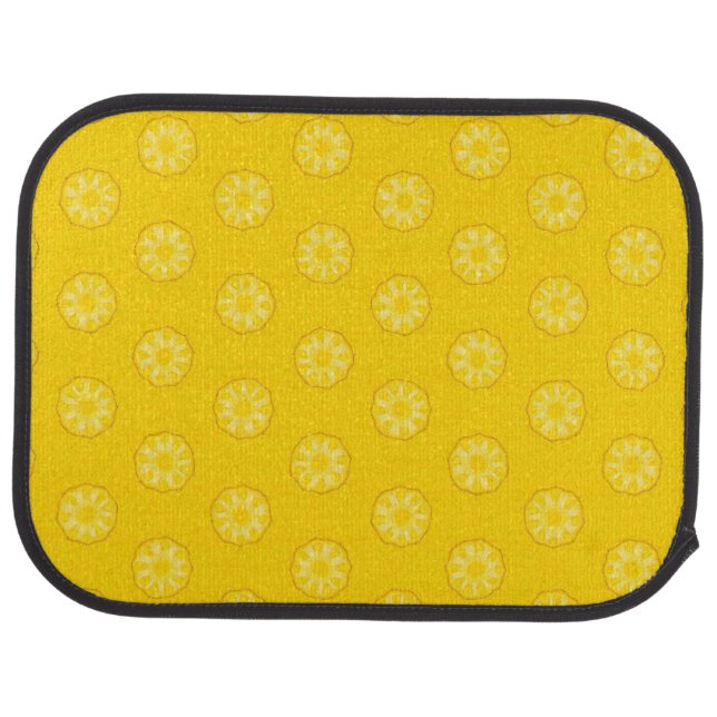 Yellow Pineapple Slices Pattern Car Floor Mat (Rear)