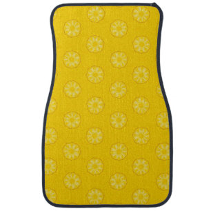 Yellow Pineapple Slices Pattern Car Mat