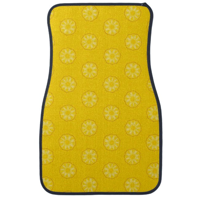 Yellow Pineapple Slices Pattern Car Mat (Front)