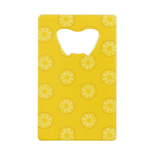 Yellow Pineapple Slices Pattern Credit Card Bottle Opener
