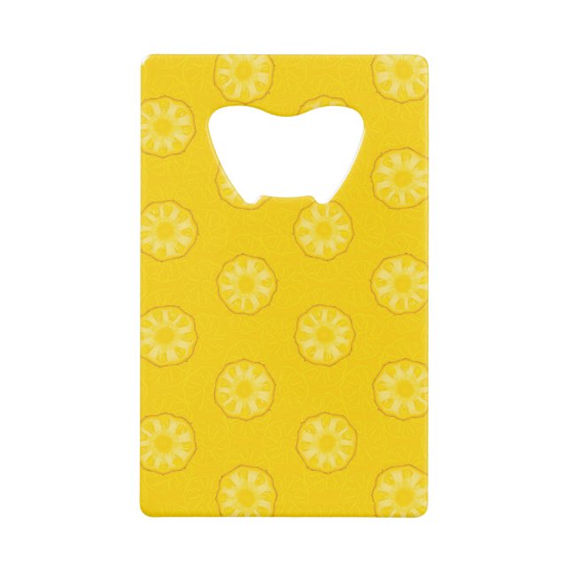 Yellow Pineapple Slices Pattern Credit Card Bottle Opener (Front)