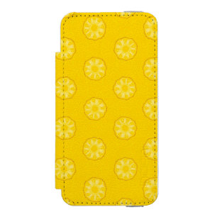 Yellow Pineapple Slices Pattern Wallet Case For iPhone SE/5/5s