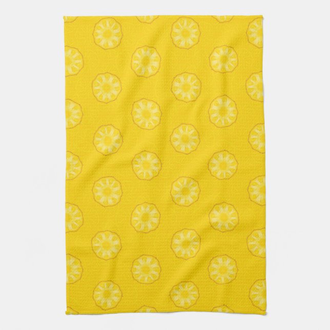 Yellow Pineapple Slices Pattern Kitchen Towel (Vertical)