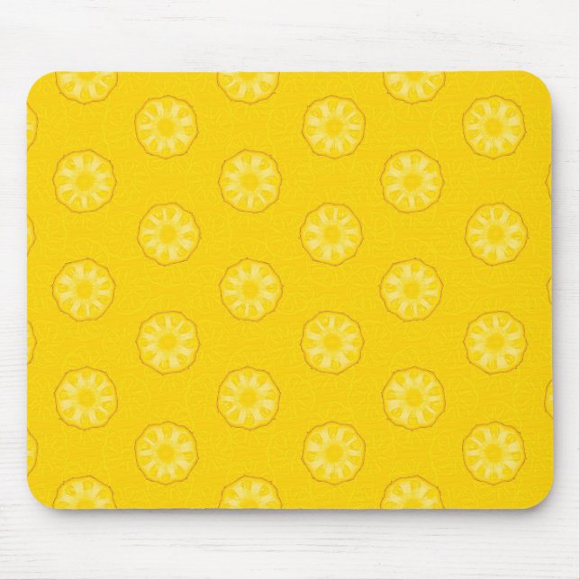 Yellow Pineapple Slices Pattern Mouse Pad (Front)