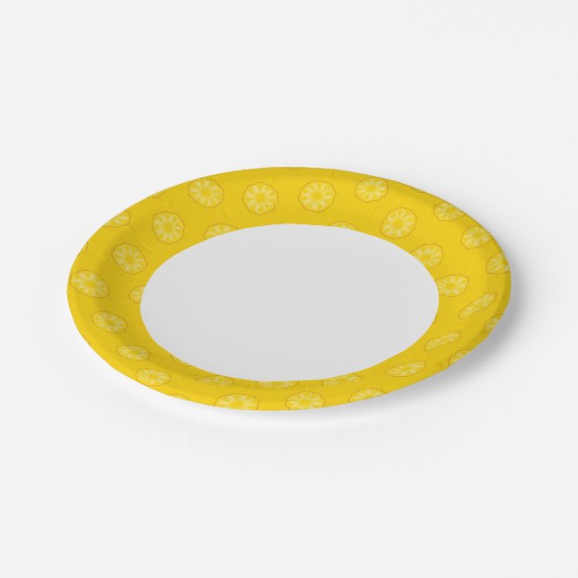Yellow Pineapple Slices Pattern Paper Plates (Angled)